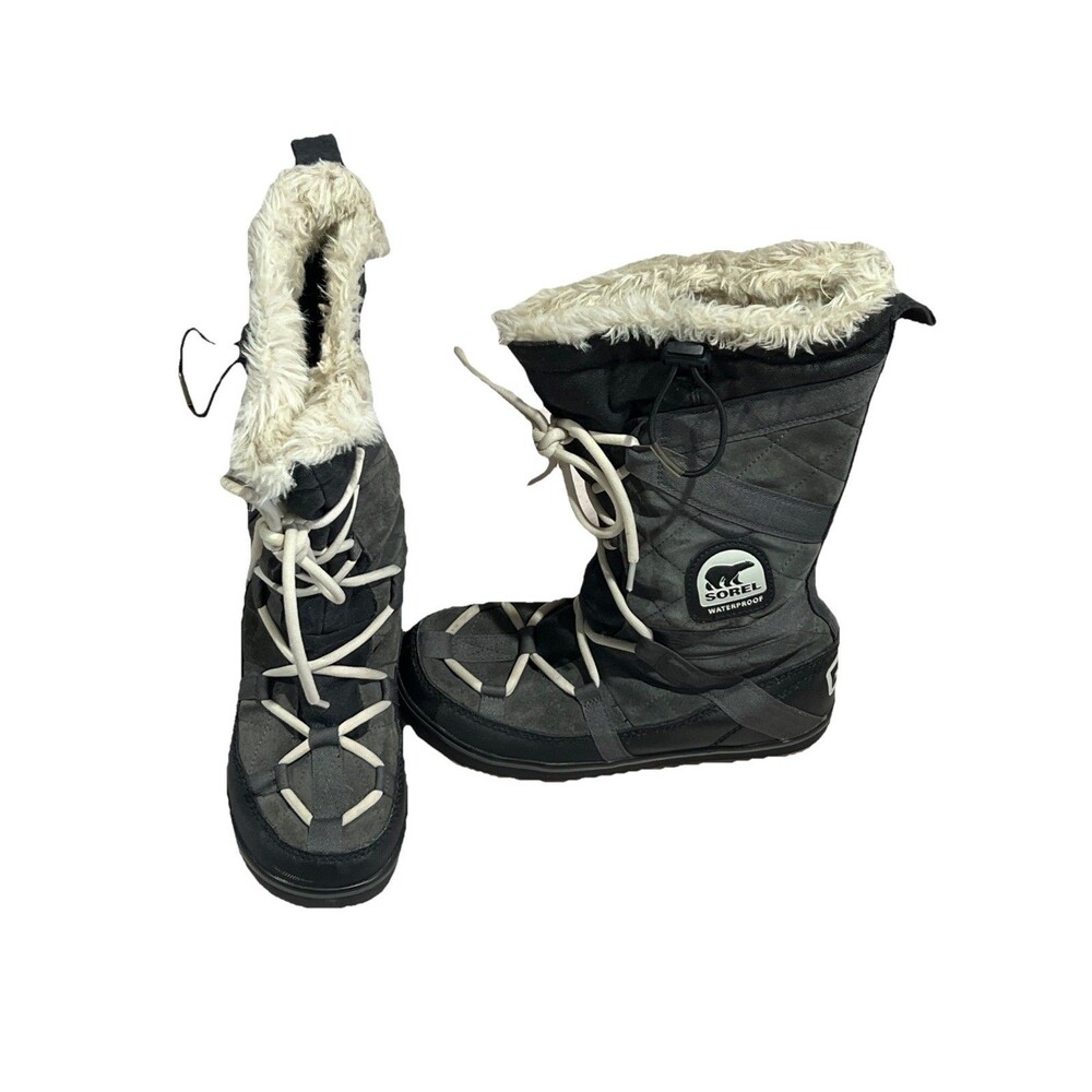 SOREL Glacy Explorer Winter Snow Boot Women 8 1/2 8.5 Gray Waterproof NL1977-028